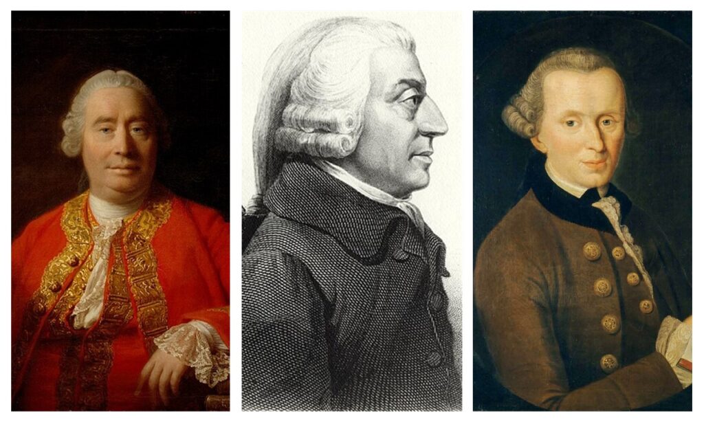  Images from left to right: David Hume (1711-76), Adam Smith (1723-90) and (1724– 1804) 