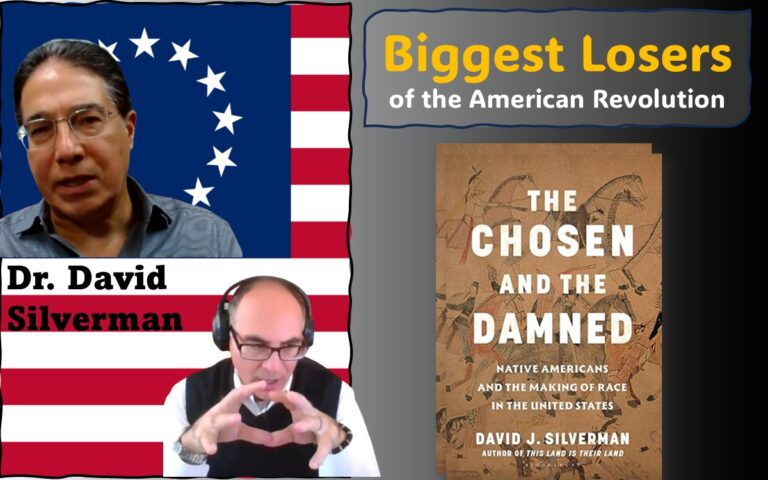 The featured image brings together images of Dr. David Silverman and Adel Aali from the interview, superimposed on the Betsy Ross flag, alongside the image of Dr. Silverman’s 2026 book, "Chosen and The Damned: Native Americans and the Making of Race in the United States". This interview is available at AARevolution.net