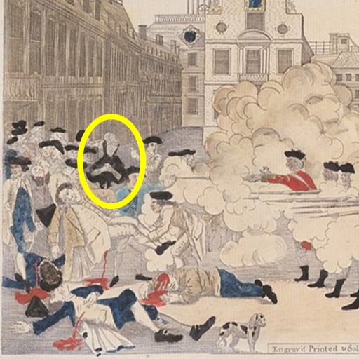 Paul Revere's depiction of the Boston Massacre. Enlarged and edited to emphasize the woman in the image. Visit AARevolution.net for more images and for interviews of scholars of the American Revolution with host Adel Aali. 