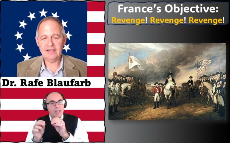 The featured image brings together images of Dr. Rafe Blaufarb and Adel Aali from the interview, superimposed on the Betsy Ross flag, alongside John Trumbull's iconic painting titled Surrender of Lord Cornwallis, which now hangs in the rotunda of the U.S. Congress. Click here to learn about Trumbull's life, the painting's backstory, and an important person who is surprisingly missing from this painting.