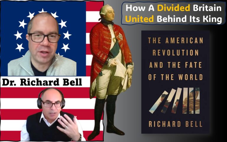 The featured image brings together images of Dr. Richard Bell and Adel Aali from the interview, superimposed on the Betsy Ross flag, alongside with image of King George III and cover image of Dr. Bell's book that is discussed in this interview "The American Revolution and the Fate of the World". Visit AARevulotion.net for more images and interviews of scholars of the American Revolution with host Adel Aali.