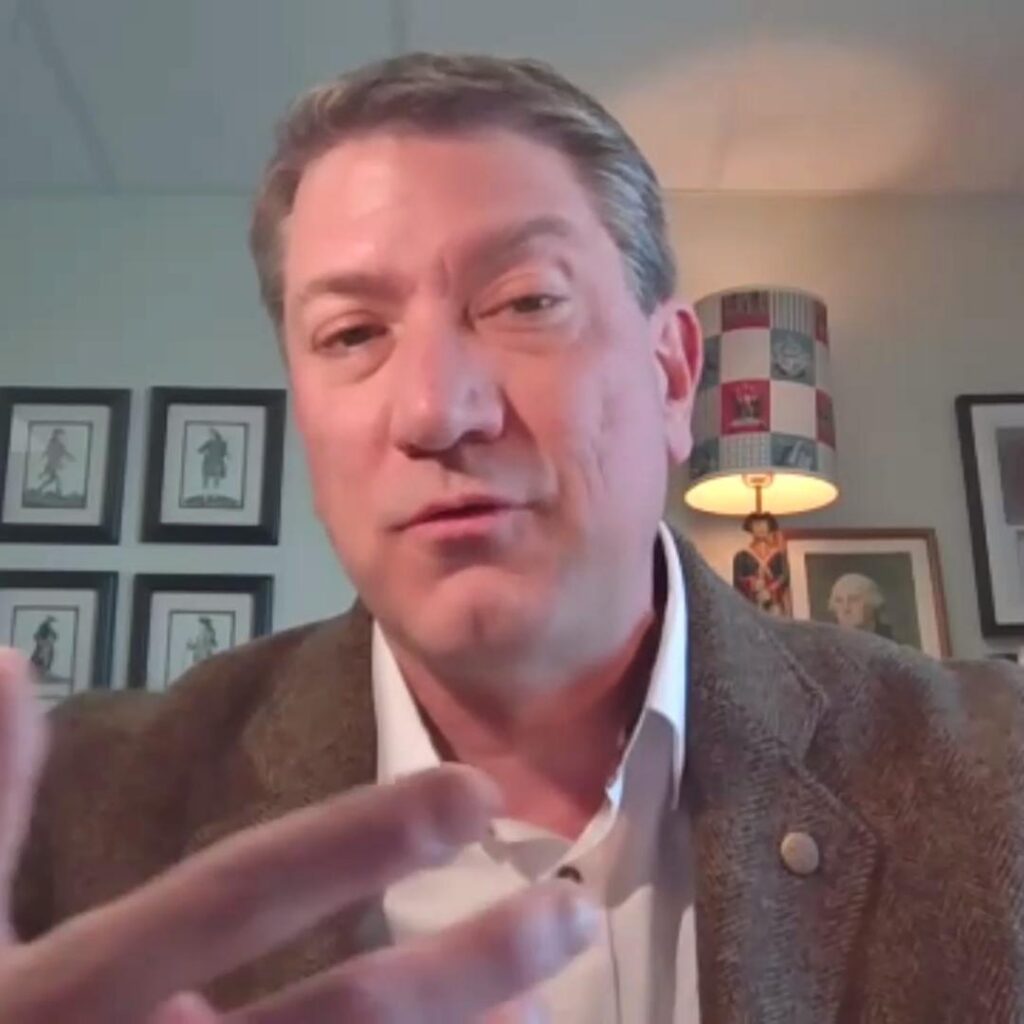 Picture of Dr. John G. McCurdy during his interview with Adel Aali in AARevolution.net about homosexuality and single men during the American Revolution.