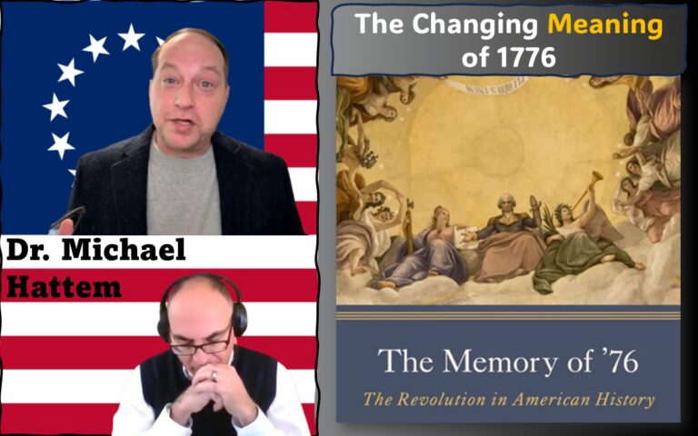 Image of Adel Aali (program host) and his guest, Dr. Michael Hattem, superimposed on the Betsy Ross flag, along with the cover image of "The Memory of '76: The Revolution in American History", a book we discuss in this interview. Visit AARevolution.net for more images of the American Revolution and for interviews of scholars with Adel Aali.